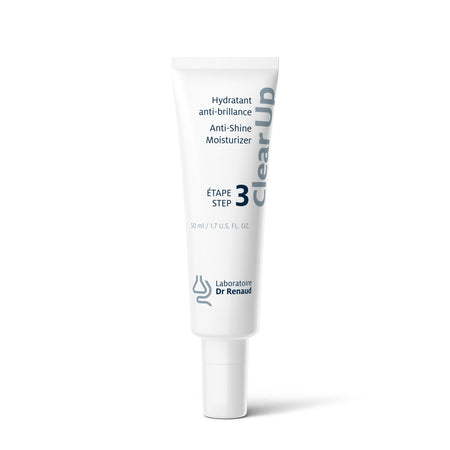 Clear up Hydratant anti-brillance de Laboratoire Dr.Renaud spécialement formulé pour les peaux acnéiques. Elle apaise l'inflammation reliée à l'acné.